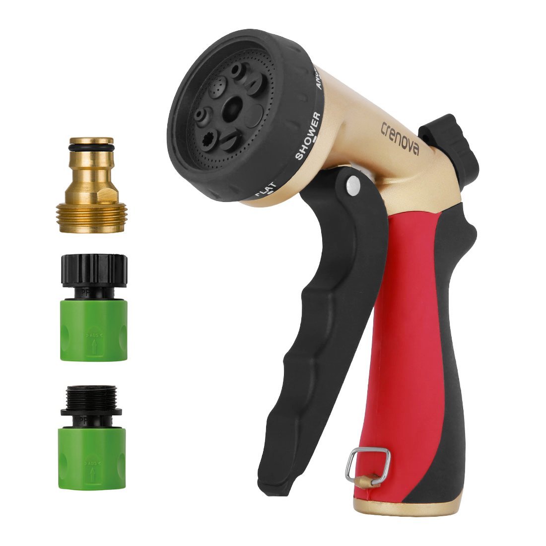 Crenova Hose Nozzle Garden Spray Water Gun Jet High Pressure Adjustable Washer 